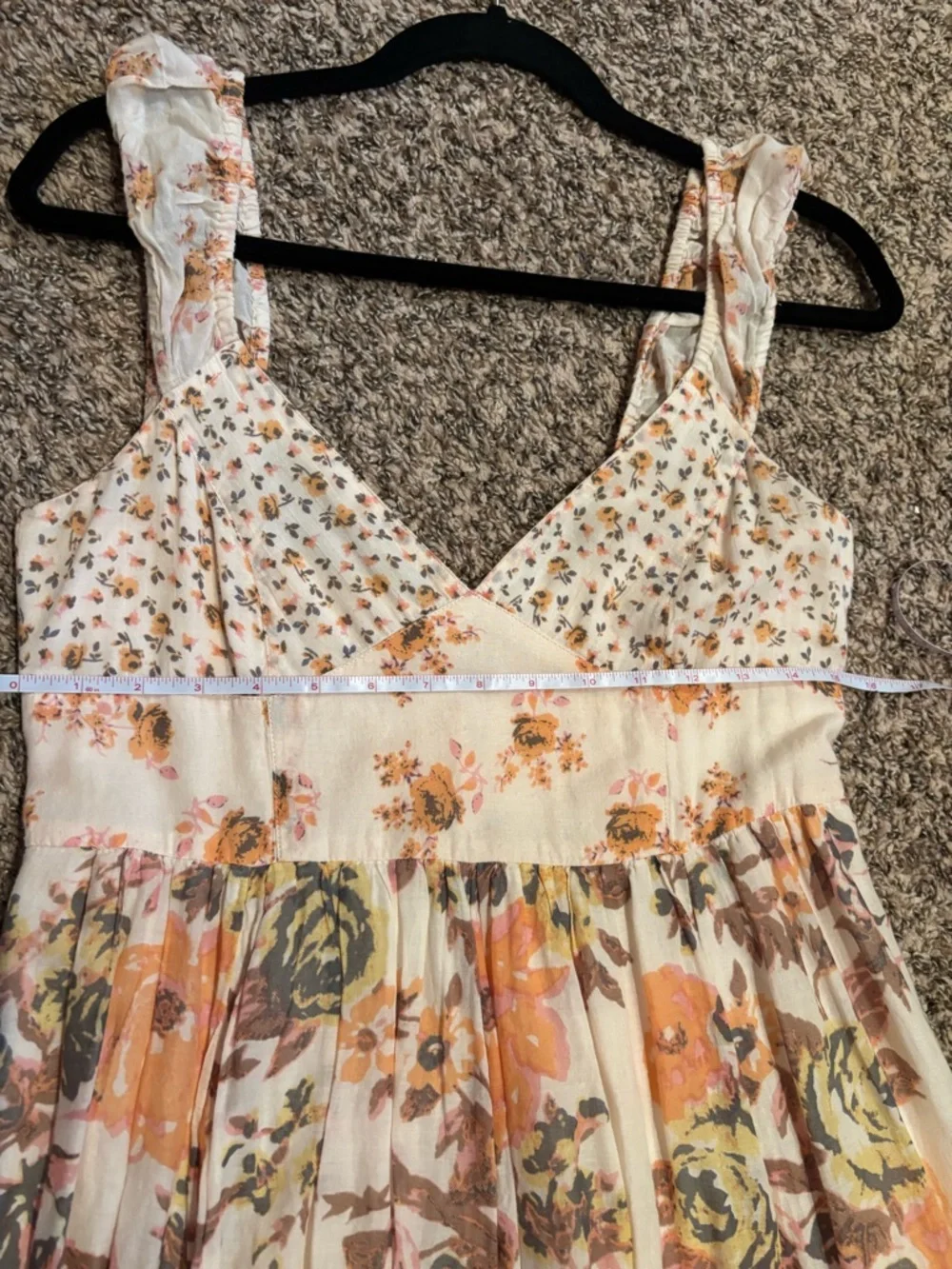 Free People Cream Maxi Dress with Orange, Brown and Yellow Floral Print - Picture 13 of 16